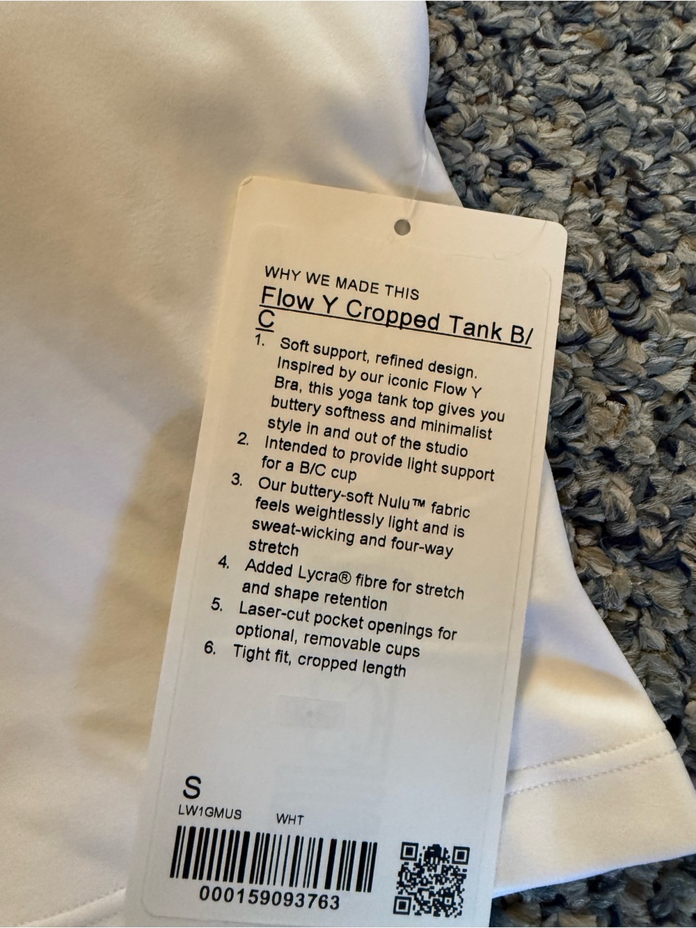 NWT LULULEMON Flow Y Cropped Tank Top White - Picture 5 of 6